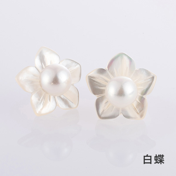 TAKEDAパールピアス 白蝶・桃蝶（7mm）