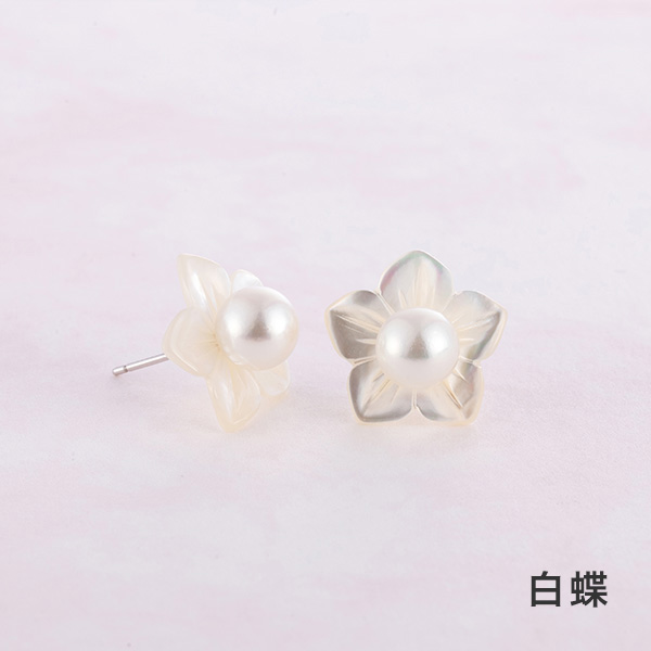 TAKEDAパールピアス 白蝶・桃蝶（7mm）