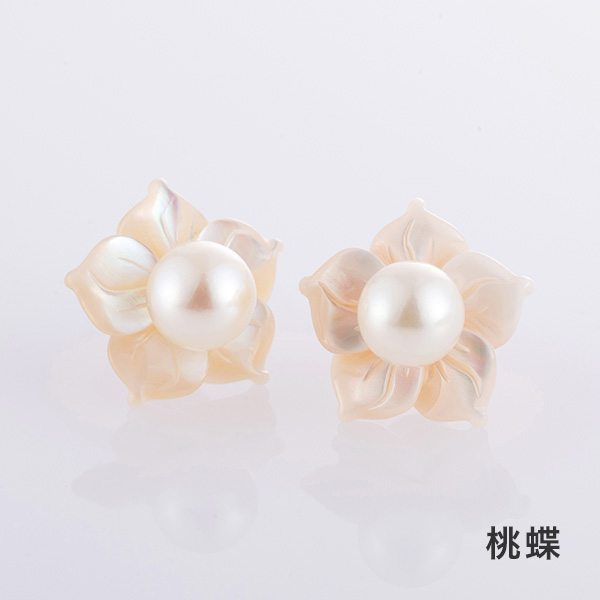 TAKEDAパールピアス 白蝶・桃蝶（7mm）