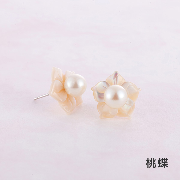 TAKEDAパールピアス 白蝶・桃蝶（7mm）